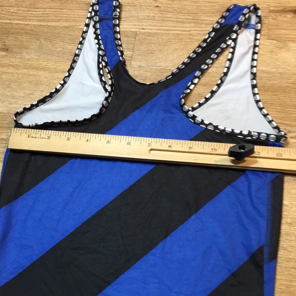 Nike Pro Top Womens Extra Small Dri Fit Blue Black Striped Athletic Running XS * - Picture 11 of 13
